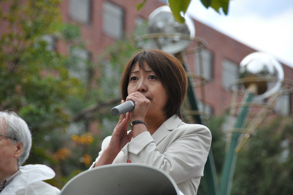 民進党北海道第５区総支部代表の池田真紀さんは「永遠の私たちの平和を守るため、諦めずにがんばっていきましょう」と訴えました。